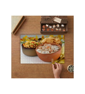 Nohut Salatası ve Yoğurtlu Yemek Tasarımı 240 parça Ahşap Puzzle Ahşap Kutuda MP00403