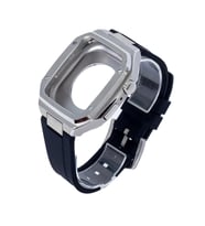 Newface Apple Watch 44mm KR402 Metal Kasa Silikon Kordon - Gümüş