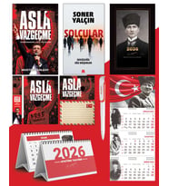 Asla Vazgeçme - Ayraç - Kartpostal - Poster - Solcular -  2026 Ajanda Kalpaklı - Ay Yıldız Duvar Takvimi - Masa Takvimi