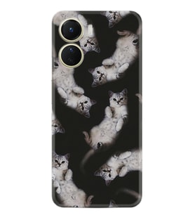 Vivo Y16 Kılıf Silikon Desen Özel Seri Sevimli Kedicikler 1785