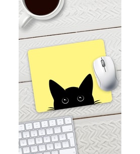 Sarı Renk Kedi Baskılı Mouse Pad 23x19cm Fare Altlığı Kaydırmaz Taban