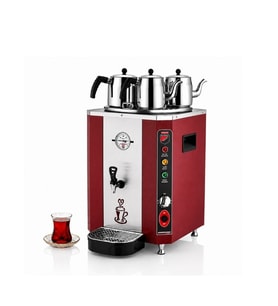 Silverinox Jumbo Şamandıralı 36 Litre 3 Demlikli Çay Makinesi - Kırmızı