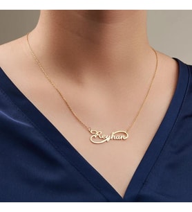 Kişiye Özel Sonsuzluk Tasarımlı Şık İsim Kolye 925K Gümüş (Gold)