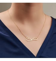 Kişiye Özel Sonsuzluk Tasarımlı Şık İsim Kolye 925K Gümüş (Gold)