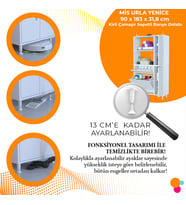 Modilayn Mis Urla Yenice 90x183.5x31.5cm Sepetli Çok Amaçlı Dolap Kirli Çamaşır Dolabı Banyo Dolabı (Beyaz)