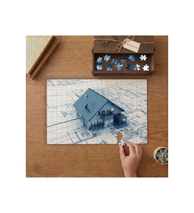 İnşaat Mühendisliği Mimarlık Ofisi - Maket Ev Tasarımı 240 parça Ahşap Puzzle Ahşap Kutuda MP01557