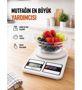Beyaz Plastik Dijital Mutfak Tartısı – 24x16.8x1.5cm