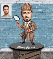 Kişiye Özel Müfettiş Karikatürlü Ahşap Biblo Bay-1-Eco