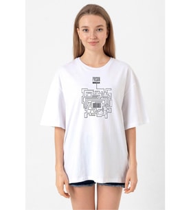 Prison Break Labyrinth Beyaz Kadın Oversize Tshirt