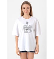 Prison Break Labyrinth Beyaz Kadın Oversize Tshirt