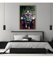 Metal Çerçeveli Temperli Cam Tablo Film Karakteri The Joker Art (Gold)