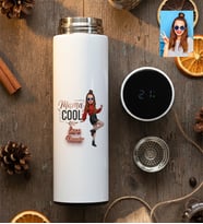 Kişiye Özel Karikatürlü Mama Cool Anneye Hediye Filtreli Dijital Göstergeli Termos Anneler Günü Hediyesi