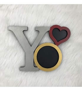 Ahşap El Boyaması Y Harfi Yüzük Standı / Bardak Altlığı
