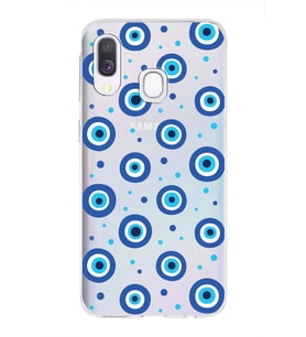 PrintiFy Samsung Galaxy A40 ile Uyumlu 1mm Slim Fit Nazar Boncuğu 1 Baskılı Şeffaf  Kılıf