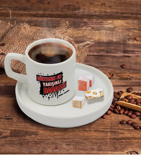 BK Gift Kişiye Özel Sunum Tabaklı Dünyanın En Yakışıklı Babası Tasarımlı Türk Kahvesi Fincanı Model 1