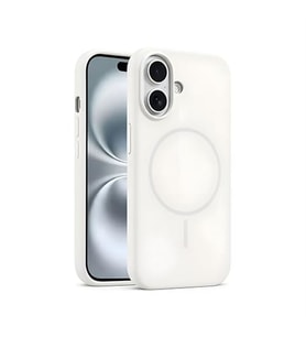 Coverzone ?phone 16 Plus ile Uyumlu Kadife ?� Y�zeyli Premium Silikon K?l?f MagSafe ile Uyumlu Kablosuz ?arj Destekli Darbe Emici Yumu?ak Dokulu Koruma Tasar?ml? Telefon K?l?f? Beyaz