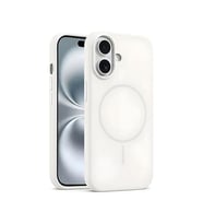 Coverzone ?phone 16 Plus ile Uyumlu Kadife ?� Y�zeyli Premium Silikon K?l?f MagSafe ile Uyumlu Kablosuz ?arj Destekli Darbe Emici Yumu?ak Dokulu Koruma Tasar?ml? Telefon K?l?f? Beyaz