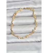 Pirinç Gold Renk Zirkon Taşlı Ay ve Yıldız Model Kadın Bileklik 5886 - EEEEEE3127-6701