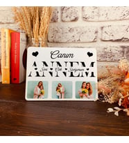 Anneler Gününe Özel - Anneye Hediye Canım Annem Temalı Ahşap Fotoğraflı Dekoratif Çerçeve