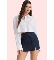 Kadın Yüksek Bel Kemerli Denim Şort Etek Boru Paça Düz Desen Günlük Stil Dayanıklı Malzeme (Lacivert)