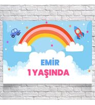 Gökkuşağı Temalı Doğum Günü Afişi 35X50 cm