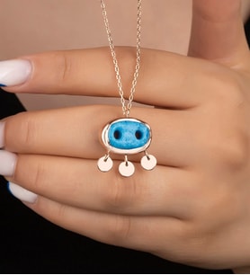 925 Ayar Gümüş Rose Süryani Gözü Kolye