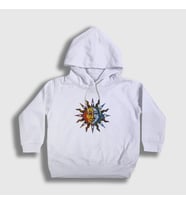 Presmono Unisex Çocuk Beyaz Mosaic Sun Moon Güneş Ay Kapüşonlu Sweatshirt 408053tt (Beyaz)