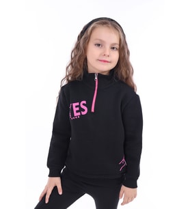 Toontoy Kız Çocuk Baskılı Sweatshirt (Siyah)