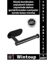 #TuvaletKağıtlığı Banyo Modern Şık Rulo Tutucu Mat Siyah Kendinden Yapışkanlı Tuvalelet Kağıtlığı