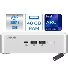 Asus NUC15 Pro+ (Plus) Intel Core Ultra 9 285H 48GB Ddr5 4tb SSD Windows 11 Home Intel® Arc™ 140T Mini Masaüstü Bilgisayar RNUC15CRSU900002H25 + Zetta Çanta