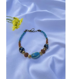 serapis accessories Tasarım Porselen Boncuklu Doğal Taşlı Etnik Bohem Kadın / Kız Mor Bileklik