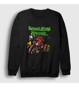 Presmono Unisex Siyah Tortured Existence Demolition Hammer Sweatshirt 483007tt