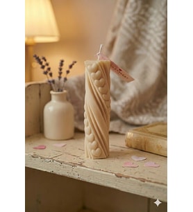 Ritmik Kalpler Mum - Mumelia Candles Doğal Soya, El Yapımı, Dekoratif - Krem