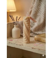 Ritmik Kalpler Mum - Mumelia Candles Doğal Soya, El Yapımı, Dekoratif - Krem
