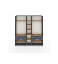 Arges Dolap 11 Raflı 4 Çekmeceli 2 Askılı 220x30x243 Antrasit-Çam/Antrasit
