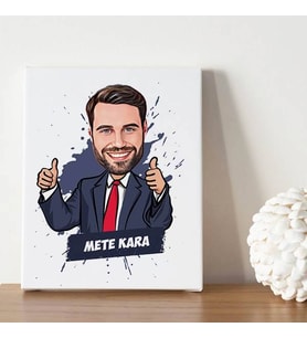 Takım Elbiseli Erkek Karikatürlü Kanvas