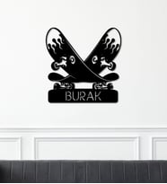 Kaykay Temalı Kişiye Özel İsimli Tablo (Siyah)