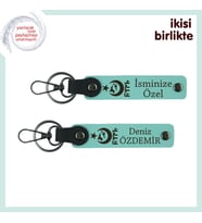Milli Ruhu Yansıtan Hediye, Ayyıldız Kurt Göktürk Deri Anahtarlık Takım İsim Yazılı, Turkuaz-Turkuaz (Çok Renkli)