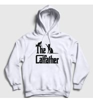Presmono Unisex Beyaz The Catfather Hediye Kedi Babası Kapüşonlu Sweatshirt 534533tt (Beyaz)
