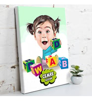 Zeka Küpü Bebek Karikatürlü Kanvas Tablo