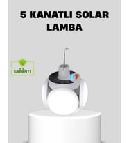 Solar Güneş Enerjili ve USB Şarjlı 5 Kanatlı LED Kamp Lambası