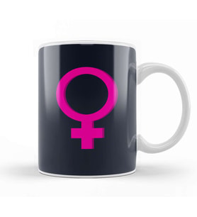 Female Gender Symbol Kupa Bardak Porselen