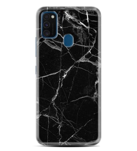 Samsung M21 M22 M23 M30 M31S M32 Kılıf Desenli Silikon Fragile Black Mermer 1378