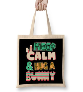 Cute Keep Calm & Hug a Bunny Easter Bunnies Bez Çanta Uzun Saplı