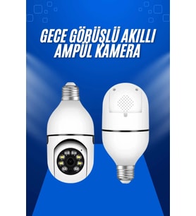 Mey İthalat® Ev Kamerası Wifi Kamerası Gece Görüşlü Akıllı Ampül Kamera
