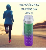 Su Matara Suluk Motivasyon Matarası Pipetsiz Su Şişesi Sporcu Suluğu Çift Renk Sızdırmaz 800 cc(Evelyn)