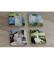 Monet ve Kadınlar Doğal Taş Bardak Altlığı 4'lü set - Natural Stone Coasters