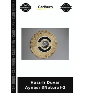 Özel Üretim Dekoratif Doğal Ev Aksesuarı Salon Antre Hasırlı Duvar Aynası 3Natural-2
