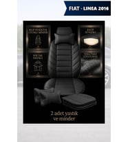 fiat linea 2016 Koltuk ve Kılıf uyumlu Lüks Yastık Minder Siyah 2 Minder 2 Yastık