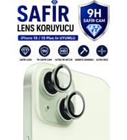 iPhone 15 / 15 Plus Yeşil Metal Kamera Lens Koruyucu Safir Cam Ultra Net HD